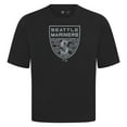 thumbnail image 2 of Men's Levelwear  Black Seattle Mariners Oversized Luxe Signature Knit Buckler T-Shirt, 2 of 3