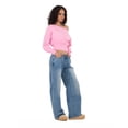 thumbnail image 3 of Forever 21 Women's Pink Off-the-Shoulder Sweatshirt, New York Graphic Print for Casual Streetwear Style, XS, 3 of 6