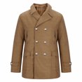thumbnail image 4 of WREESH Fashion Winter Coat Men'S Casual Solid Color Buttons Pockets Long Sleeve Hoodless Casual Outwear Trench Coat Khaki, 4 of 8