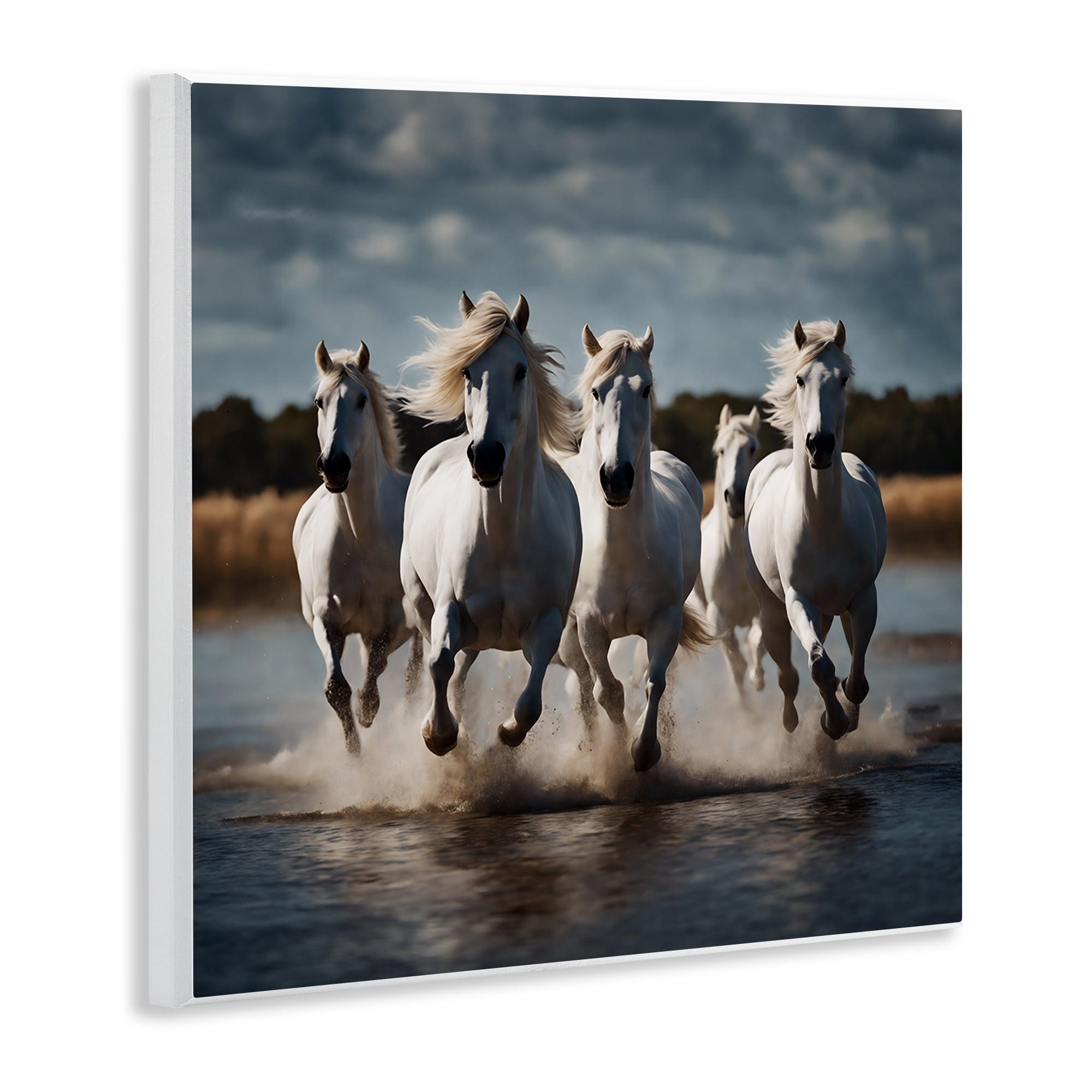 Stupell Industries Galloping Stallions Splash Animals Painting Unframed Art Print Wall Art, 12 x 12