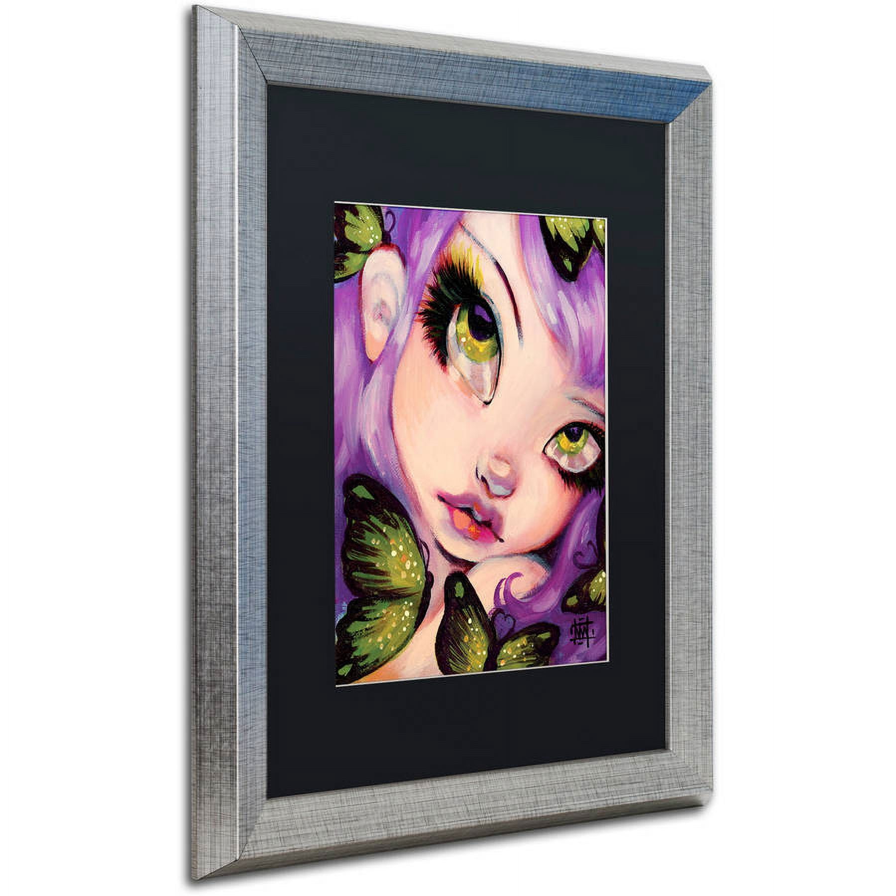 Trademark Fine Art "Green Eyed Violet" Canvas Art by Natasha Wescoat, Black Matte, Silver Frame
