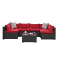 thumbnail image 2 of Highsound 7 Pieces Outdoor Patio Sofa Set, All Weather UV-Resistant PE Rattan Sectional Conversation Sofa Set with Coffee Table/Cushions/Pillows, Red, 2 of 9