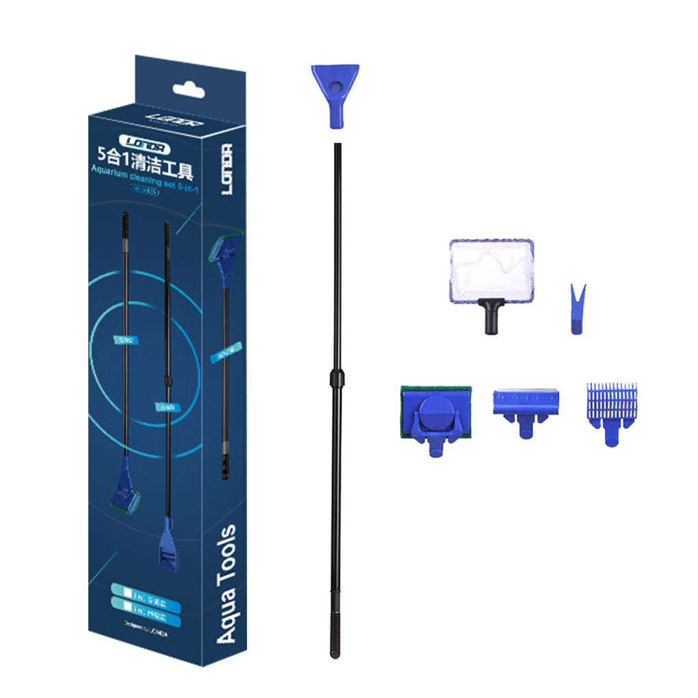 5 in 1 Aquarium Fish Tank Cleaning Kit Gravel Rake Algae Water Grass