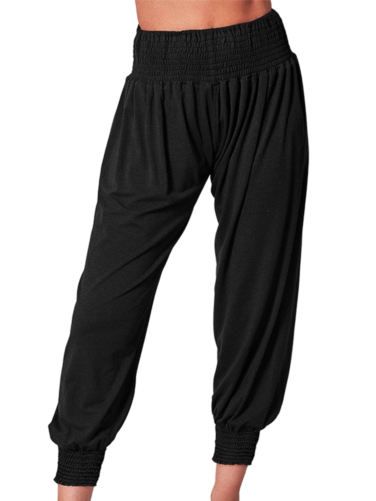 Paille Ladies Pleated Boho Trousers Baggy Beach Pants Straight Leg