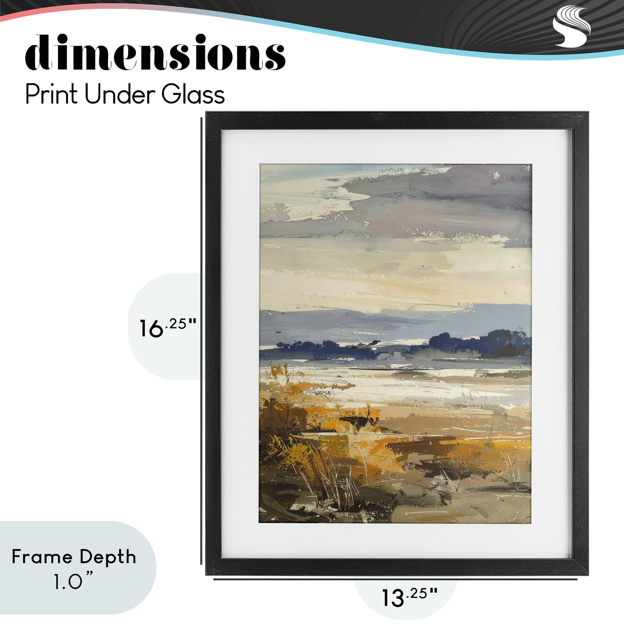 Stupell Industries Distant Horizon Abstract Black Framed Print Under Glass, design by Alonza Saunders