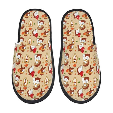 Balery Guinea Pigs And Mushrooms Slient Indoor Furry Fleece Comfort House Shoes Soft Non-Slip Home Shoes Cotton slippers House Slippers-- Medium