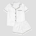 thumbnail image 5 of frariair Summer Pajamas for Women Set Satin Silk Loungewear Sets Sleepwear Womens Set Button Down Two Piece Suits Short Pajama Set for Women White, 5 of 7