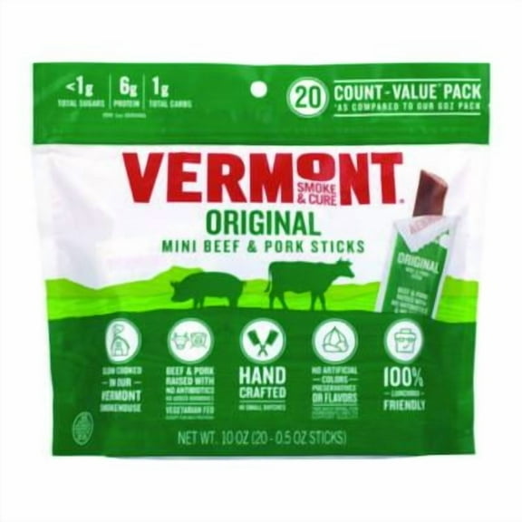 Snack Sticks by Vermont Smoke & Cure Original Flavor Mini Sticks, 20 ct.
