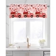 thumbnail image 2 of Valentine's Red Truck Linen Curtain Valance for Bedroom/Bathroom/Kitchen/Office/Living/Dining Room Windows,Romantic Gnomes Love Rose Rod Pocket Topper Drapes Decorative Cafe Drapery Panel 42x18, 2 of 6