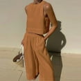 thumbnail image 1 of Fankiway Ensemble de Vêtements d'Entraînement pour Femmes Été Décontracté Sans Manches Col Rond en Coton et Lin, 1 of 6