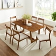 thumbnail image 2 of Modway Solara 7-Piece Wood Dining Set with Fabric Upholstered Side Chairs in Walnut Heathered Weave Beige, 2 of 10