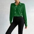 thumbnail image 6 of Women's Long Sleeve Collared Shirt Bodysuit Button Front Stretchy Slim Fit Tucked-in Design for Office Date Nigh Green 2XL, 6 of 8
