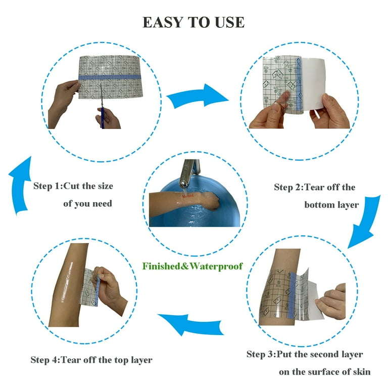 Waterproof Tattoo Aftercare Bandage ( 6 in x11 yd Roll) Transparent Wound Healing Dressing Protective Film Adhesive Second Skin Tattoo Supplies 