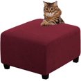 thumbnail image 1 of Ottoman Cover Slipcovers Square Fit Length 13"-44" Footrest, Stool Covers, Ottoman Protector Cover, Footstool Covers with Stretch Thick Checked with Elastic Bottom, Removable Washable(Burgundy,L(57-66, 1 of 7