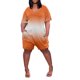 thumbnail image 1 of Gibobby pantalones siameses Mono informal de manga corta para mujer, de talla grande, con cuello en V, pantalones cortos de pierna ancha de verano, mono con bolsillo(Anaranjado， XXXXXL), 1 of 5