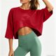 thumbnail image 5 of Neewe Women's Casual 3/4 Sleeve T-Shirts Round Neck Plain Tunic Tops Basic Tees Blouses Loose Fit Pullover, 5 of 8