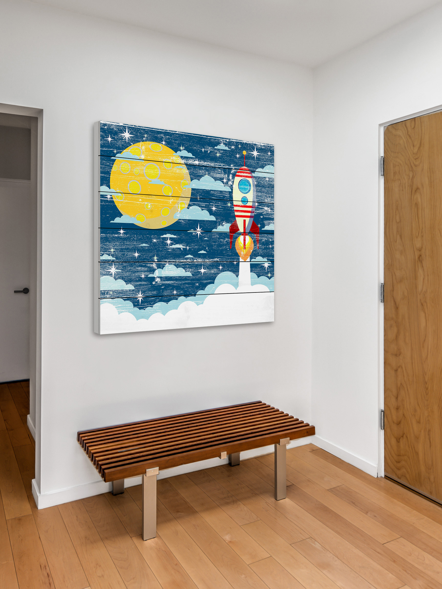 "Blast Away" Painting Print on White Wood