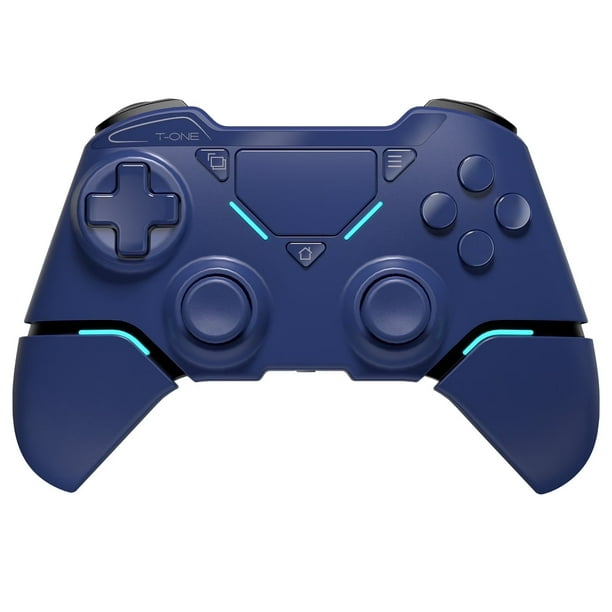 Control de Juego Wireles para P4/ProPC/Slim, Joystick Remoto Bluetooth con Luz LED Turbo/vibración Dual/sensor de Movimiento de 6 Ejes Azul