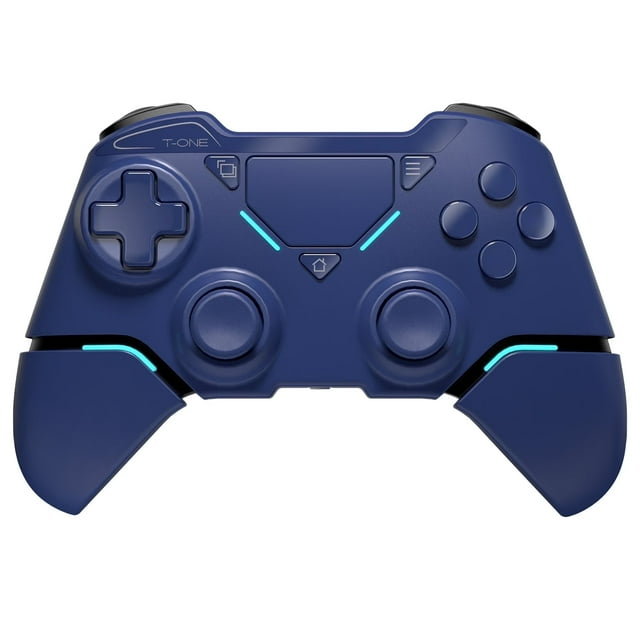 Control de Juego Wireles para P4/ProPC/Slim, Joystick Remoto Bluetooth con Luz LED Turbo/vibración Dual/sensor de Movimiento de 6 Ejes Azul