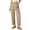 Khaki, variant on qelini Summer Casual Pants for Women Straight Leg High Waisted Fashion Sport Business Leisure Pants Solid Color Loose Trousers with Side Pockets Brown L