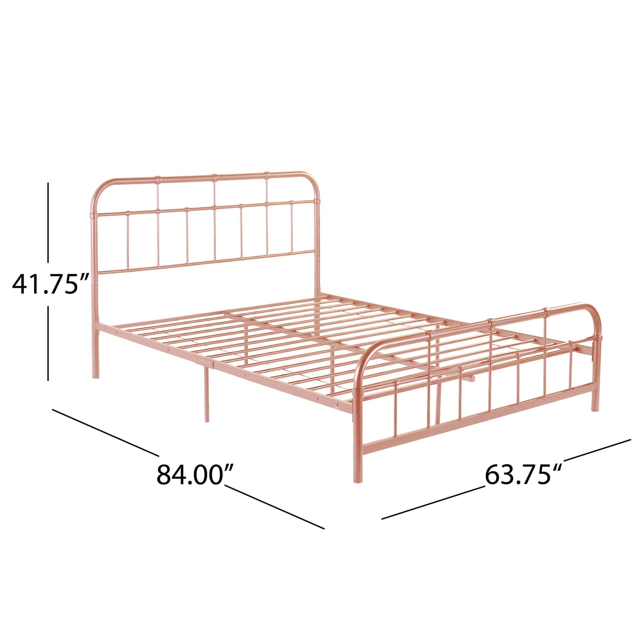 Christopher Knight Home Queen Size Metal Platform Bed Frame, Round Corner Headboard and Footboard, Pink
