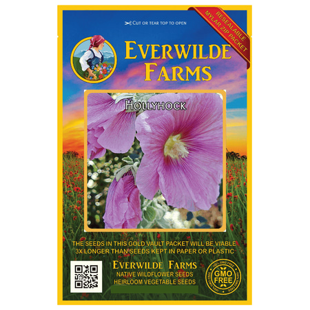 - Everwilde Farms - 200 Hollyhock Garden Flower Seeds - Gold Vault Jumbo Bulk Seed Packet