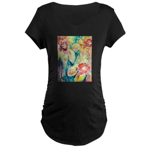 CafePress - Daffodils, Colorful. Flowers, Maternity Dark T Shi - Maternity Dark T-Shirt