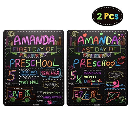 FaCraft First Day of School Chalkboard Reusable Sign,9x 12 First Day of Homeschool Chalkboard,Back to School Photo Prop Sign for Kids,Girl or Boy.