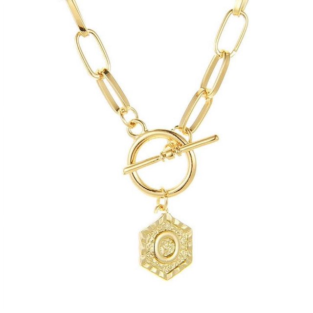 Bilqis Deals 26 English Letter Pendant Chain Retro Paperclip Necklace Hexagon