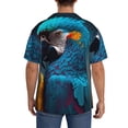 thumbnail image 3 of Fotbe Modern Style Blue Parrot Camisa Estampada de Manga Corta para Hombre, Casual de Verano, Estilo Playero, Sin Arrugas-Medium, 3 of 5