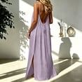 thumbnail image 2 of Wsysadlol Summer Dress Women Summer Boho Maxi Dress Sleeveless Gradient Color Spaghetti Strap Backless Flowy Beach Dress Casual Loose Cover Up Dress, 2 of 8