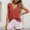 Red, variant on Casual V Neck Flutter Sleeveless Blouse with Ruffle for Everyday Wardrobe Lightweight Cropped Tank Tennis Top for Spring and Summer Black L