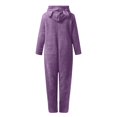 thumbnail image 5 of Mercatoo Kids Girl's Fuzzy Onesi𝐞 Fleece Warm Zipper Hooded Jumpsuit Sherp𝐚 Rompe𝐫 One Piece Animal Outfit Soft Plush Snowsuit Winter, 5 of 5