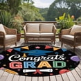thumbnail image 5 of Round Rugs 5 Ft, Colorful Graduation Non Slip Area Rugs for Kitchen Bedroom Entryway, Funny Words Modern Art Washable Carpet Runner Rug Floor Mats for Bedroom Home Decor, 5 of 9