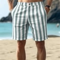 thumbnail image 2 of Domzle Mens Striped Casual Shorts Summer Beach Elastic Button Waist Dress Shorts with Pockets Mint Green M, 2 of 4