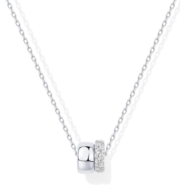 Collar con colgante de circonita cúbica chapada en oro de 14 quilates para mujer, collar de circonita cúbica delicada de dos tonos
