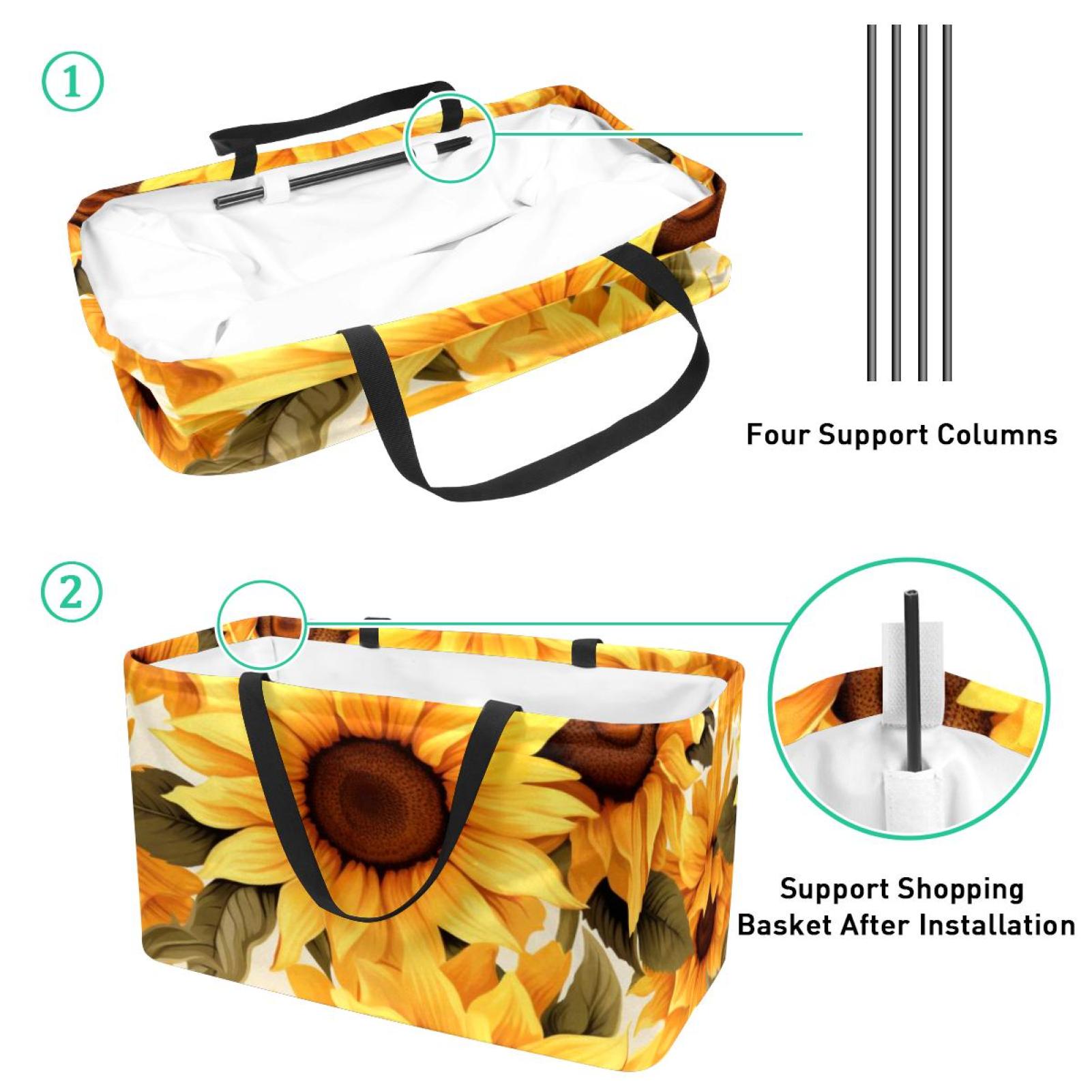 Sunflower seamless printing Large Foldable Oxford Cloth Tote Bag Cube ...