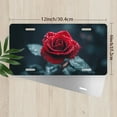 thumbnail image 2 of License Plate, Dewy Red Rose Decorative Front,Personalized Stainless Steel License Plate Cover For Men Women,12.2" X 6.2", 2 of 6