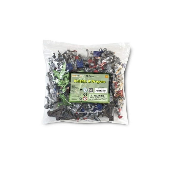 Safari Ltd. Knights & Dragons Bulk Bag - 48 Medieval Fantasy Figurines - Toy Set for Boys, Girls & Kids Ages 3