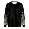 thumbnail image 4 of larppty Womens Fashion Floral Printed Crewneck Long Sleeve Casual Sweatshirt Pullover Tops (Black, S), 4 of 9