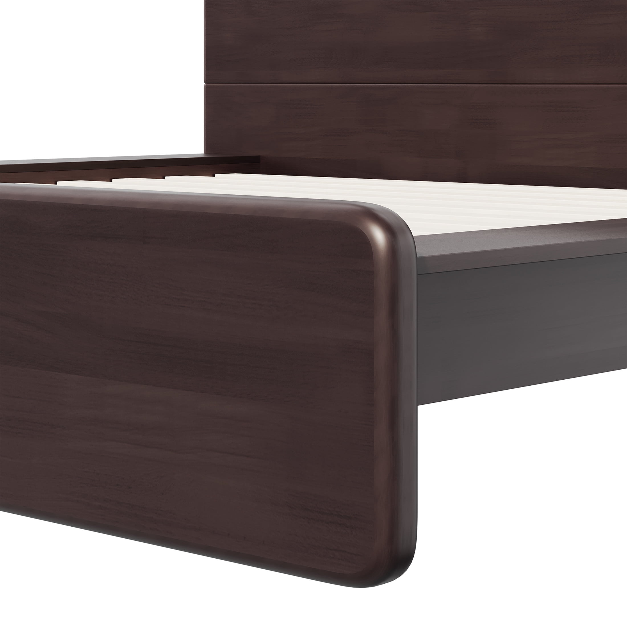 Christopher Knight Home King Platform Bed Frame, Rounded Headboard, No Box Spring Needed, Walnut