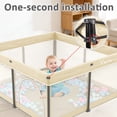 thumbnail image 6 of Foldable Baby Playpen with Mat, Collapsible Play Pen for Babies and Toddlers, Indoor & Outdoor Kids Safety Play Pen, Portable Play Yard with 50 Ocean Balls, 50"×50", Yellow, 6 of 8
