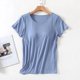 thumbnail image 1 of Camiseta ajustada de una pieza con sujetador para mujer, Tops con almohadilla para el pecho, camisetas de fondo para dormir de verano, ropa de casa, 1 of 4