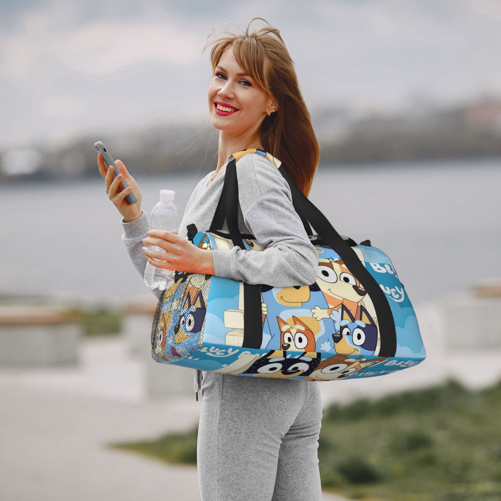 Silaia Bluey Print Travel Duffle Bag,Weekender Bag Carry On Tote Bags,Sport Gym Bag, Hospital Bag for Labor and Delivery, Overnight Bag Luggage Bag