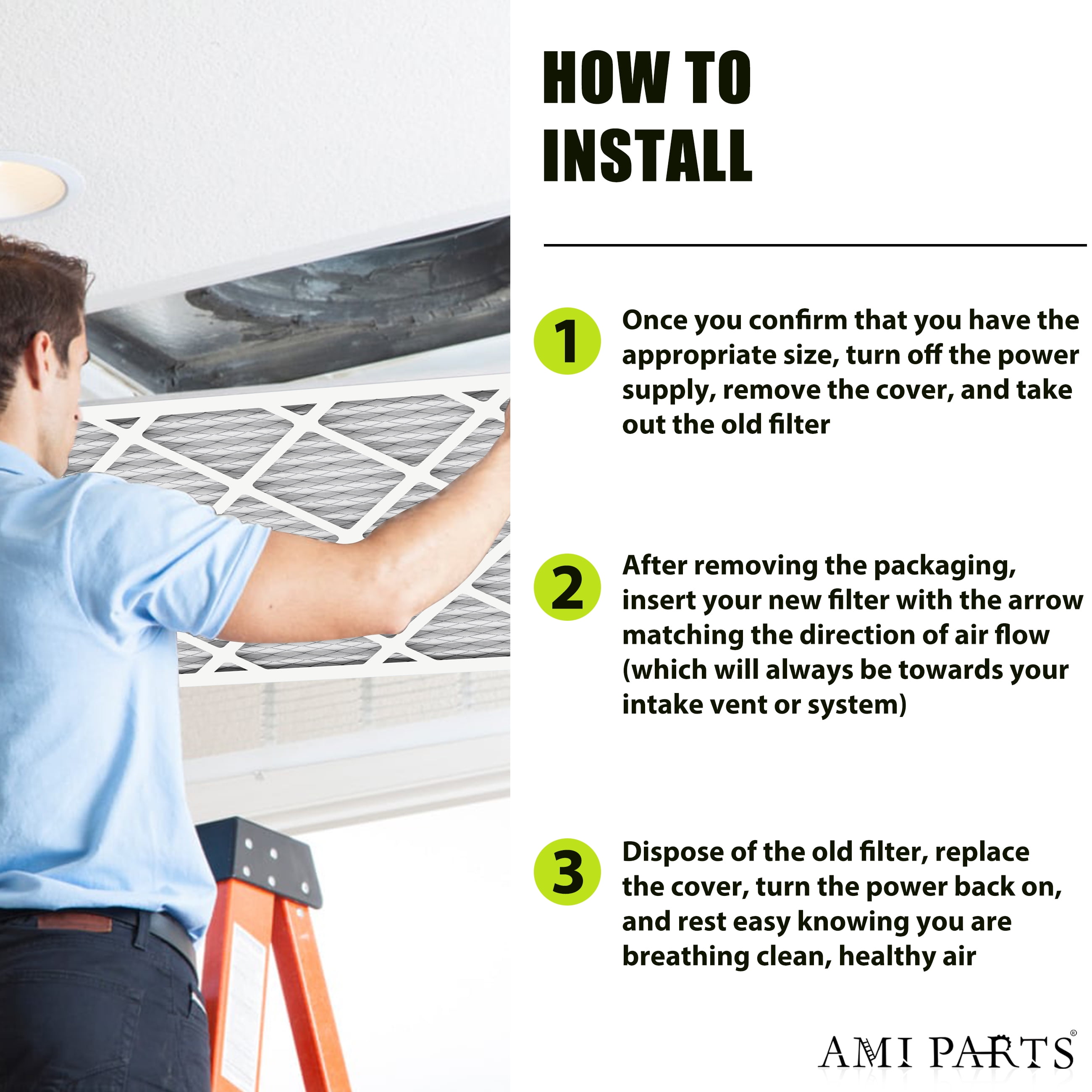 AMI PARTS MERV8 16x20x1 Furnace Air HVAC Filter for Dust Reduction,6 Filters