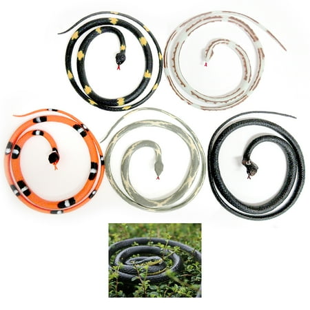 Soft Snake - 2 X Rubber Snake Realistic Toy Fake Safari Garden Joke Prank Soft Halloween Prop