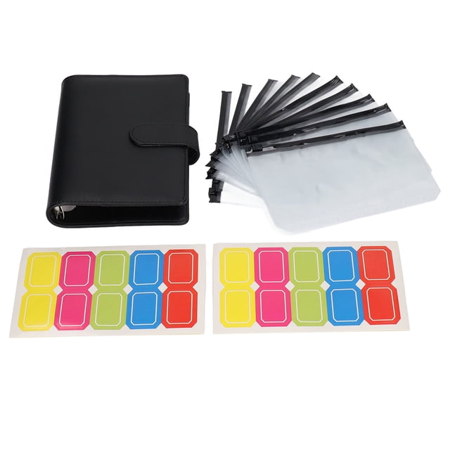 Carpeta de cuero sintético para ahorrar dinero, carpeta de cuero multiusos A6, carpeta de archivos de cuero, sobres para efectivo, mayor durabilidad