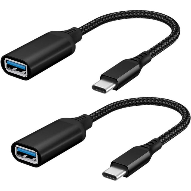 KOMI USB C to USB Adapter, 2 Pack USB C Male to USB 3.0 Female Adapter, Thunderbolt 3 to USB Female Adapter OTG Compatible with MacBook iPad Pro Galaxy and More Type C Devices, Black