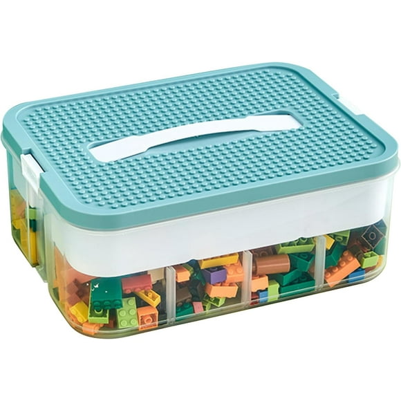 shiyou-Building Blocks Storage Box Plastic Storage Organizer Bin for Lego Building Blocks Chest Case with Adjustable Compartments & Lid Stackable Storage Containers for Building Brick Storage