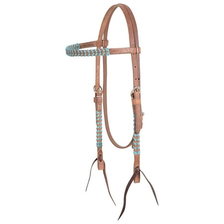 UPC: 0610393127019 | Martin Saddlery 5/8in Leather Browband Headstall w/Colored Lace Turquoise N/A